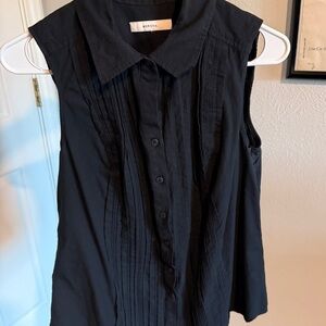 Merona Black Sleeveless Pintuck Button-Front Shirt